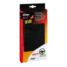 Sport, coprivolante in pelle - L - Ø 37/39 cm - Nero/Rosso - LAMPA Sport, coprivolante in pelle - L - Ø 37/39 cm - Nero/Rosso - LAMPA