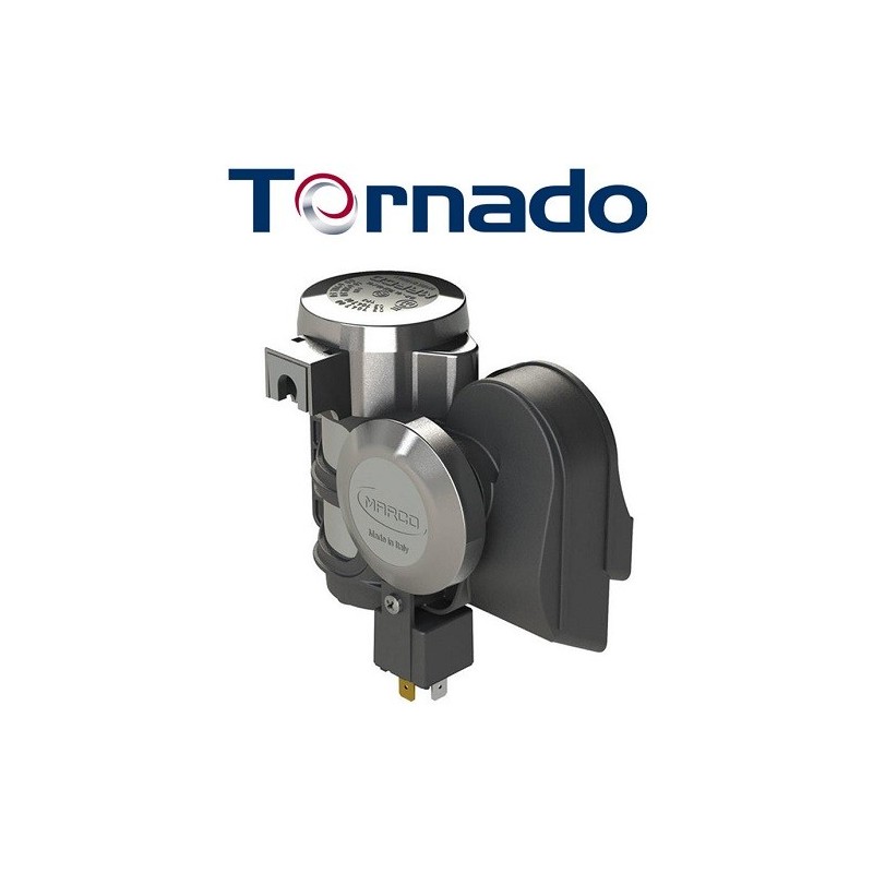 Marco TORNADO Tromba compatta cromata bitonale con compressore 24V Marco TORNADO Tromba compatta cromata bitonale con compressore 24V