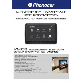 Monitor 10.1" Touch Screen Wi-Fi Bluetooth USB CD Phonocar VM158