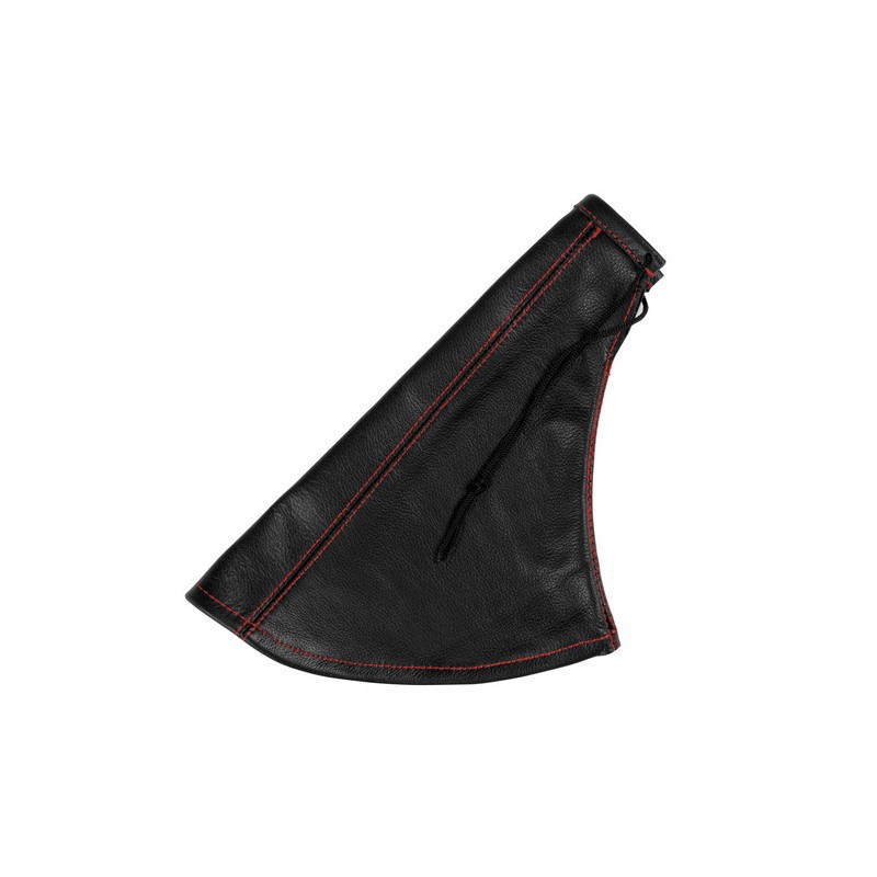 Cuffia in pelle leva freno a mano nera - Rosso