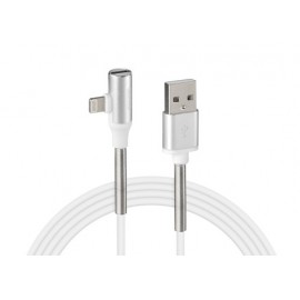 Cavo 90° Usb > Apple 8 Pin + adattatore auricolari - 100 cm - Bianco