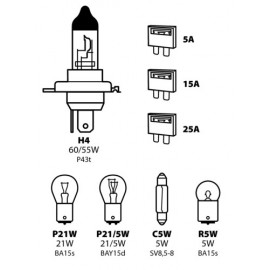 Kit lampade di ricambio 8 pz, alogena H4 - 12V