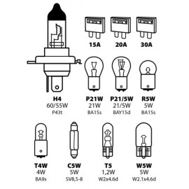 Kit lampade di ricambio 11 pz, alogena H4 - 12V