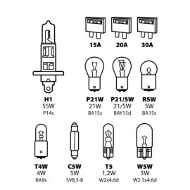 Kit lampade di ricambio 11 pz, alogena H1 - 12V