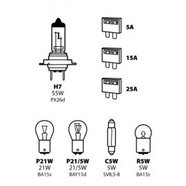 Kit lampade di ricambio 8 pz, alogena H7 - 12V