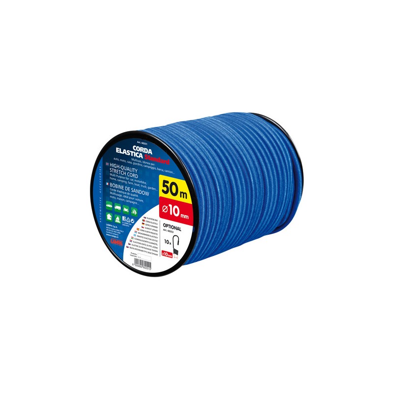 Corda elastica in bobina, blu - Ø 10 mm - 50 m