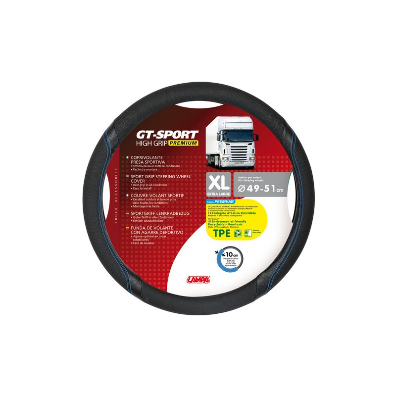 GT-Sport, coprivolante in TPE - XL - Ø 49/51 cm - Nero/Blu GT-Sport, coprivolante in TPE - XL - Ø 49/51 cm - Nero/Blu