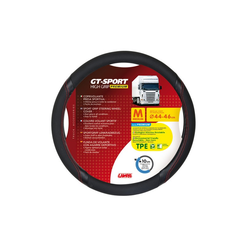 GT-Sport, coprivolante in TPE - M - Ø 44/46 cm - Nero/Rosso GT-Sport, coprivolante in TPE - M - Ø 44/46 cm - Nero/Rosso