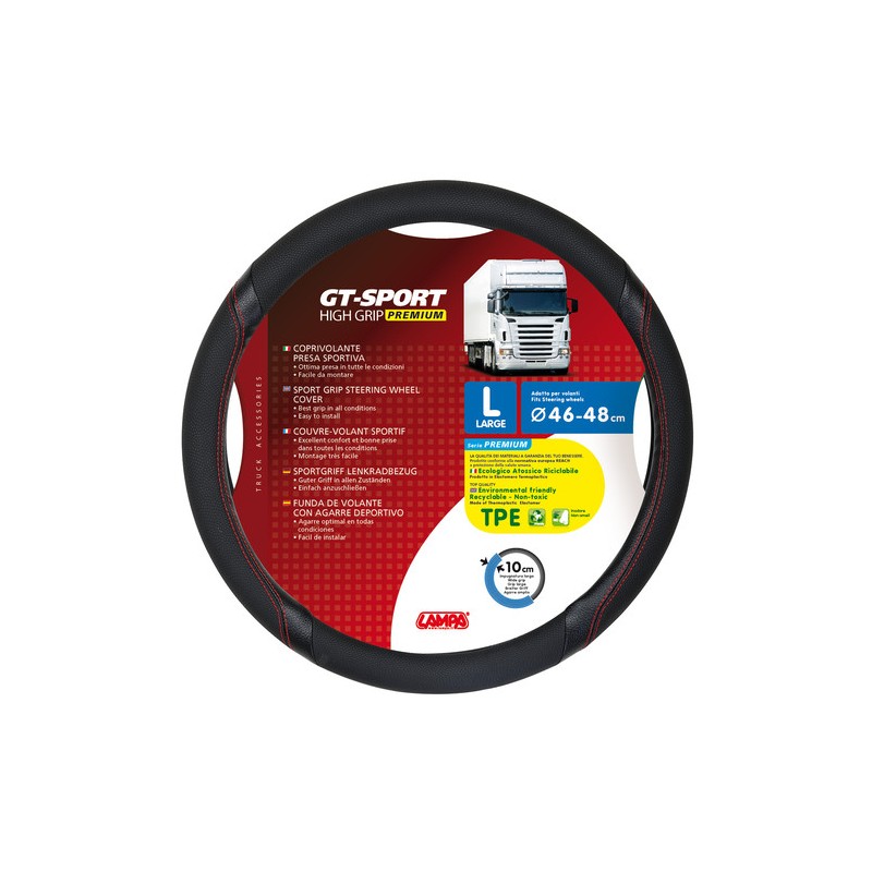 GT-Sport, coprivolante in TPE - L - Ø 46/48 cm - Nero/Rosso