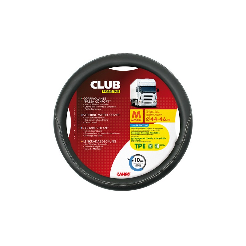 Club, coprivolante presa confort in TPE - M - Ø 44/46 cm - Nero Club, coprivolante presa confort in TPE - M - Ø 44/46 cm - Nero