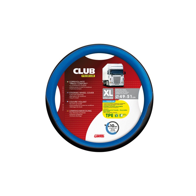 Club, coprivolante presa confort in TPE - XL - Ø 49/51 cm - Blu Club, coprivolante presa confort in TPE - XL - Ø 49/51 cm - Blu