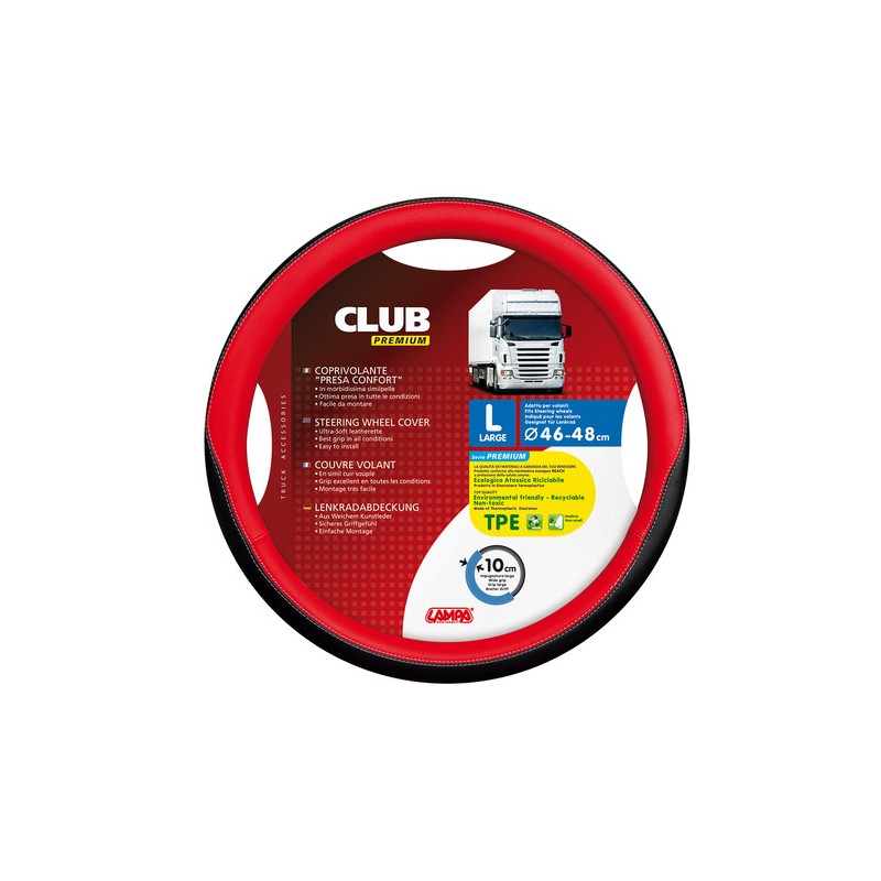Club, coprivolante presa confort in TPE - L - Ø 46/48 cm - Rosso Club, coprivolante presa confort in TPE - L - Ø 46/48 cm - Rosso
