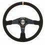 VOLANTE SPORTIVO DEFENDER SIMONI RACING IN CAMOSCIO NERO CON INSERTO IN PELLE GIALLA Ø 380mm