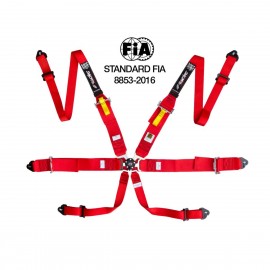 cintura di sicurezza 6 punti (HANS) omologata FIA ECE rossa/red