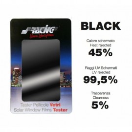 Pellicola nero (raggi UV schermati: 99,5% - calore schermato: 45% - trasparenza: 5%) 76x300 cm.