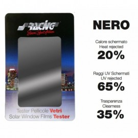 Pellicola black (raggi UV schermati: 65% - infrarossi schermati: 20% - trasparenza: 35% ) 76x300 cm.