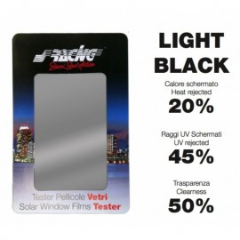 Pellicola light black (raggi UV schermati: 45% - infrarossi schermati: 20% - trasparenza: 50% ) 76x300 cm.