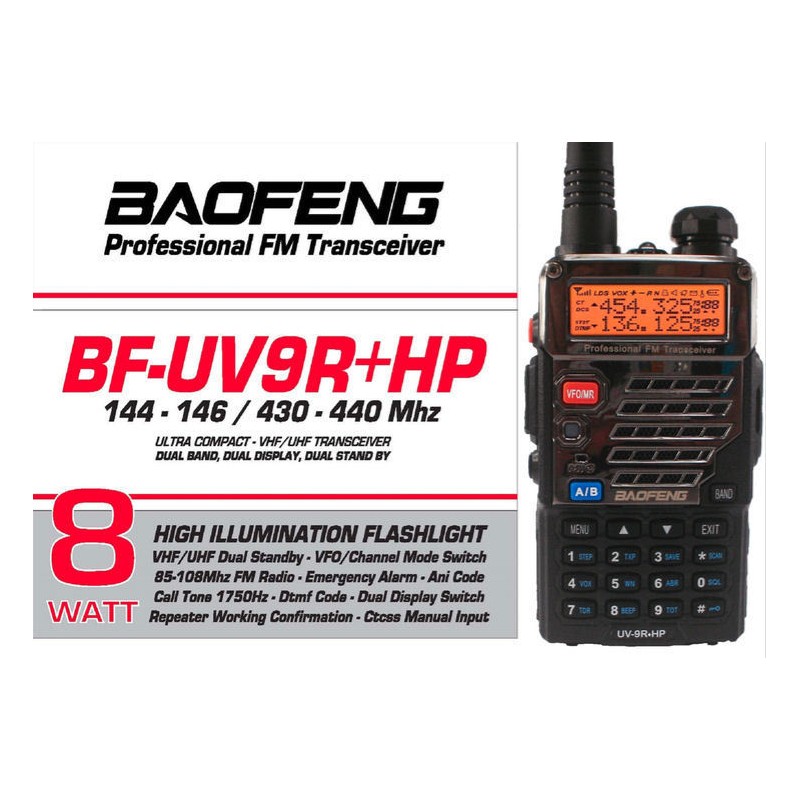 BAOFENG EU VERSION BF-UV9R+HP RICETRASMETTITORE DUAL BAND VHF/UHF 7/8 WATT 