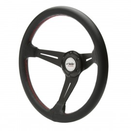 Volante Class in vera pelle nera e cucitura rossa / Class black leather red seam