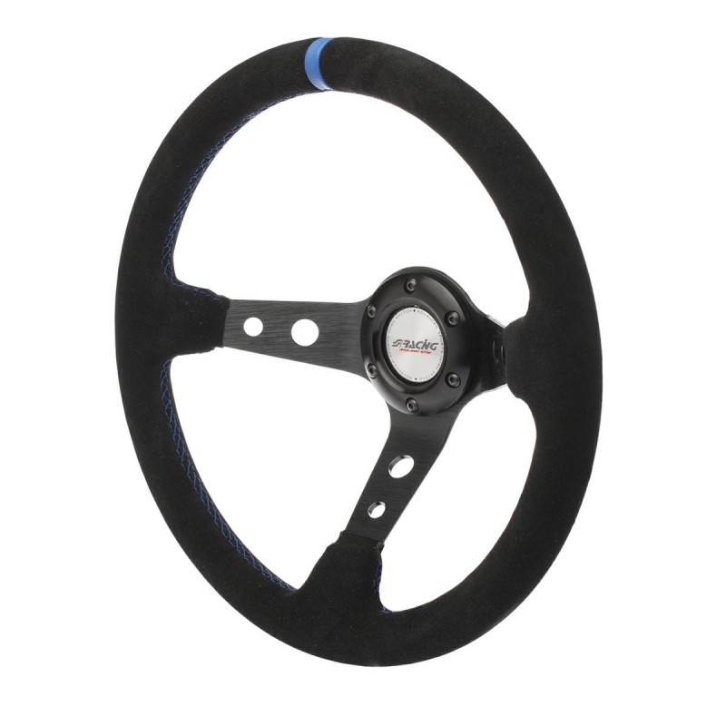 Volante a calice in camoscio nero nero cucitura+inserto blu / black shammy leather with blue seam+insert steering wheel (di Volante a calice in camoscio nero nero cucitura+inserto blu / black shammy leather with blue seam+insert steering wheel (di