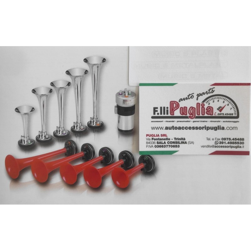 Tromba Fisa Dixieland Hazzard 5 Cornetti in Metallo 1040101 12V