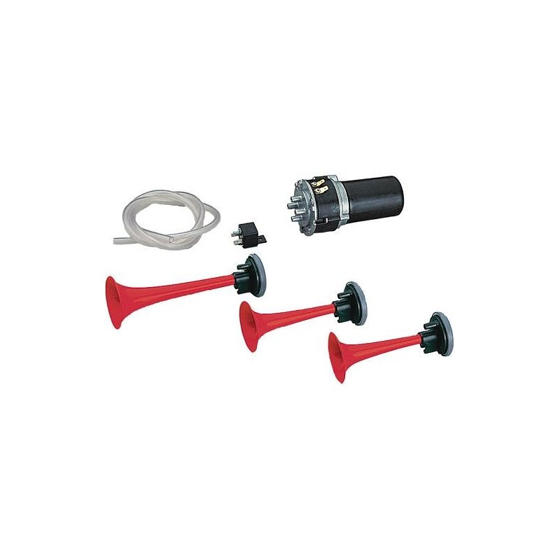 F3/R Tromba elettropneumatica a tre cornetti a suono alternato / unito 12V F3/R Tromba elettropneumatica a tre cornetti a suono alternato / unito 12V