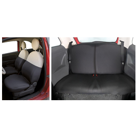 Coprisedili Completi Fiat 500 2007► Posteriore Diviso Tessuto Misto Cotone Grigio/Panna
