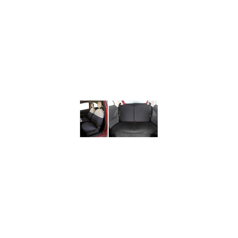 Coprisedili Completi Fiat 500 2007► Posteriore Diviso Tessuto Misto Cotone Grigio/Panna Coprisedili Completi Fiat 500 2007► Posteriore Diviso Tessuto Misto Cotone Grigio/Panna