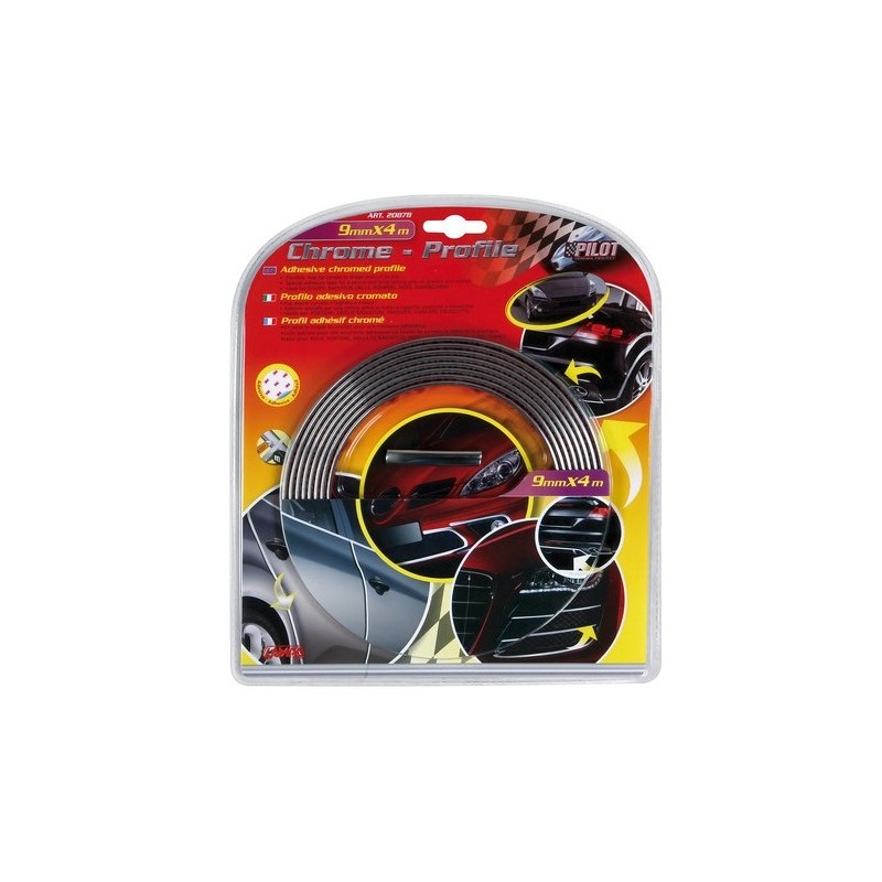 Profilo adesivo cromato - 4 m - 9 mm Profilo adesivo cromato - 4 m - 9 mm