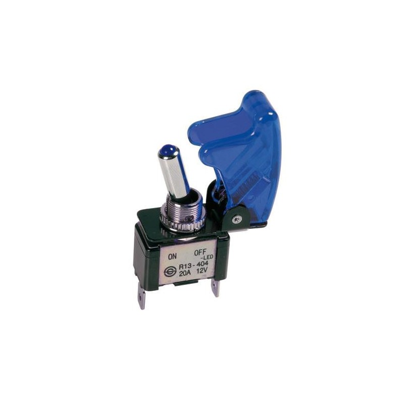Interruttore a leva con sicura - 12V - Blu - 20A